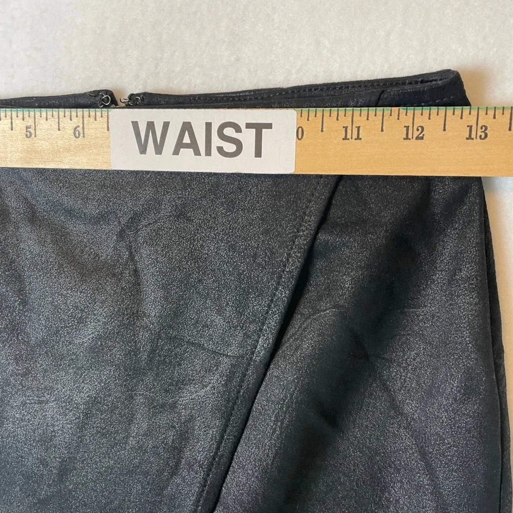 Free People Black Faux Leather Wrap‎ Midi Skirt XS